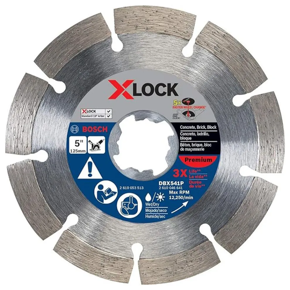 Bosch 5 In. X-LOCK Premium Segmented Rim Diamond Blade Compatible with 7/8 In. Arbor