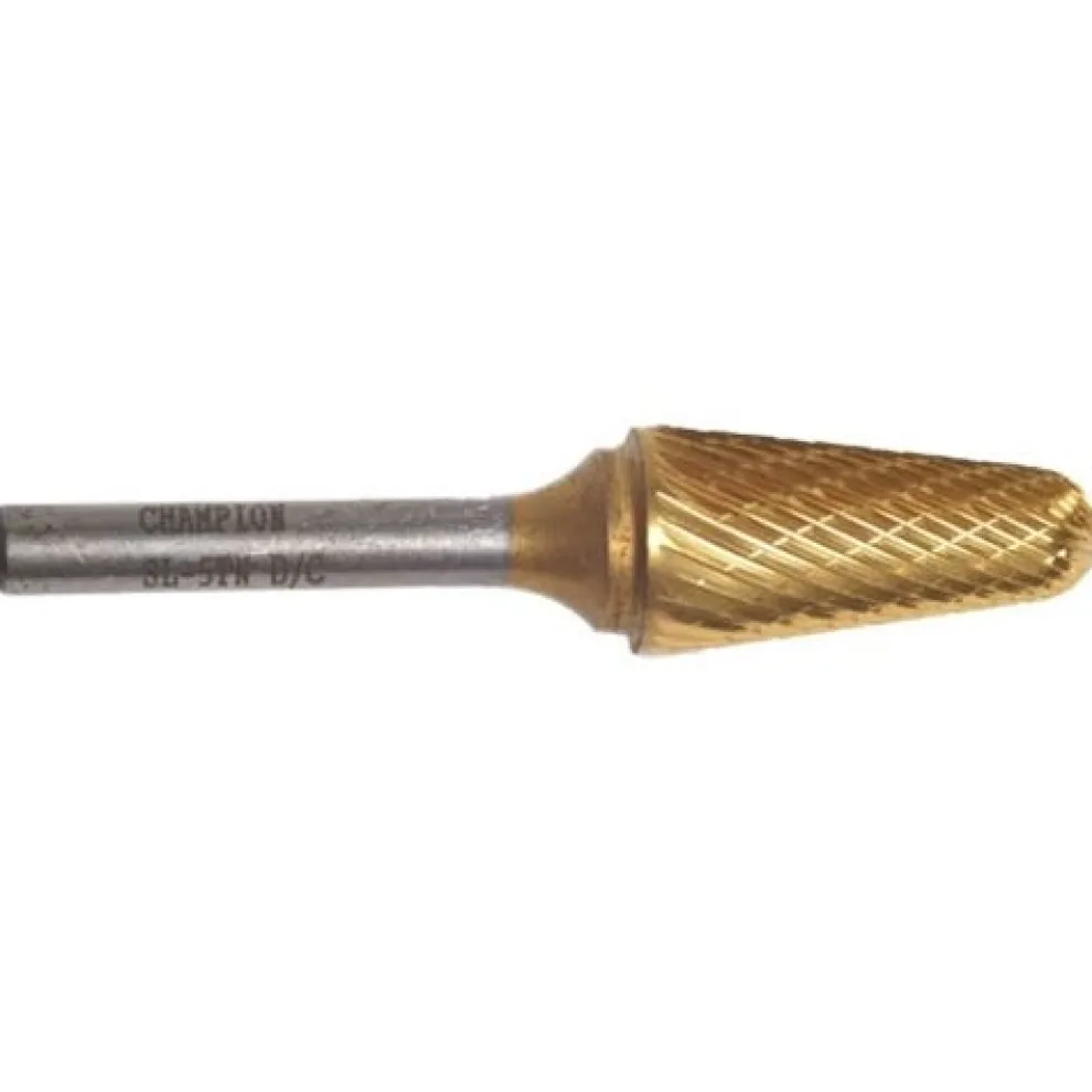 Champion Titanium Coated 3/8" x 1-1/16" Solid Carbide Die Grinder Burs 14 Degree Taper SL3-IPAC