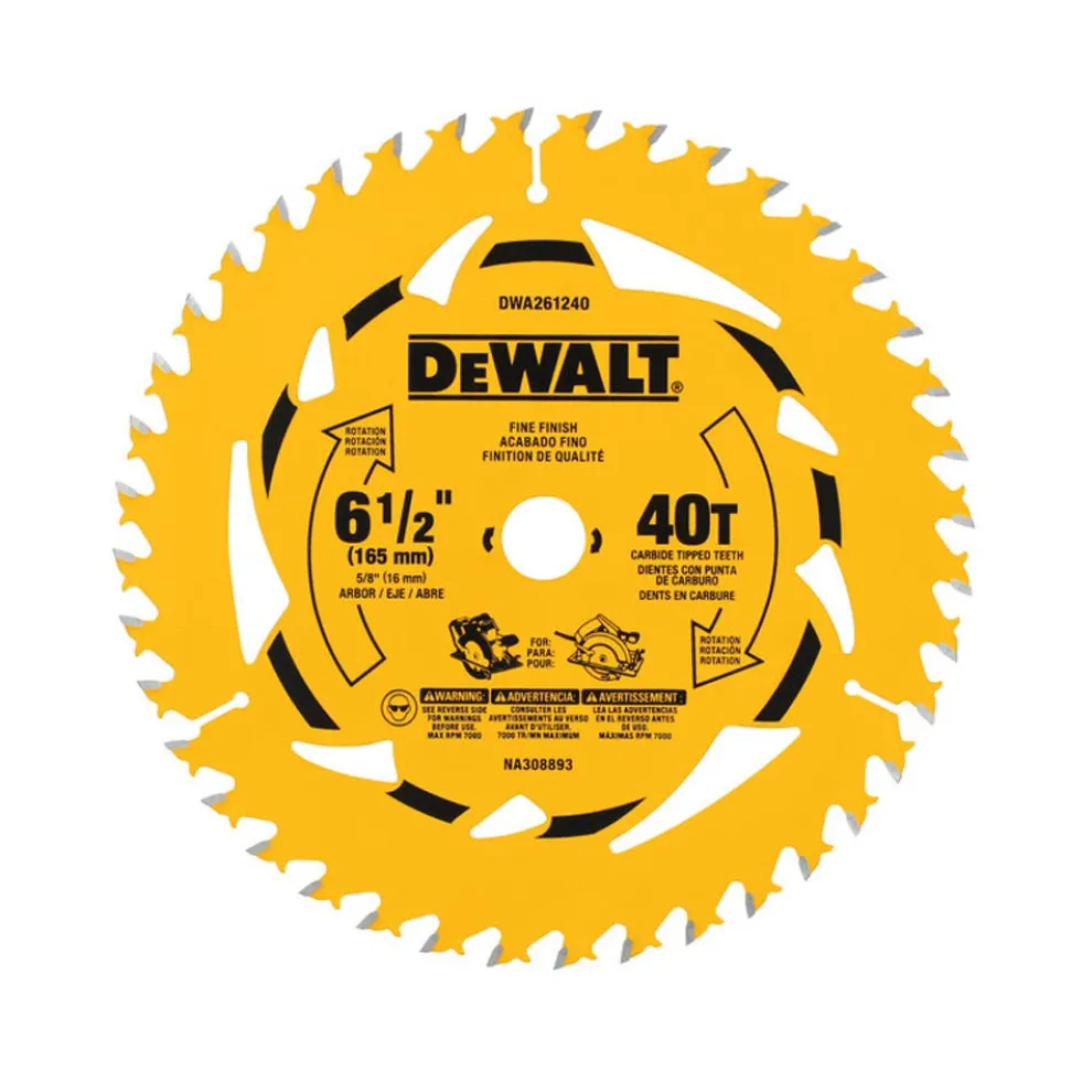 DeWalt 6-1/2" 40T Circular Saw Blade DWA261240