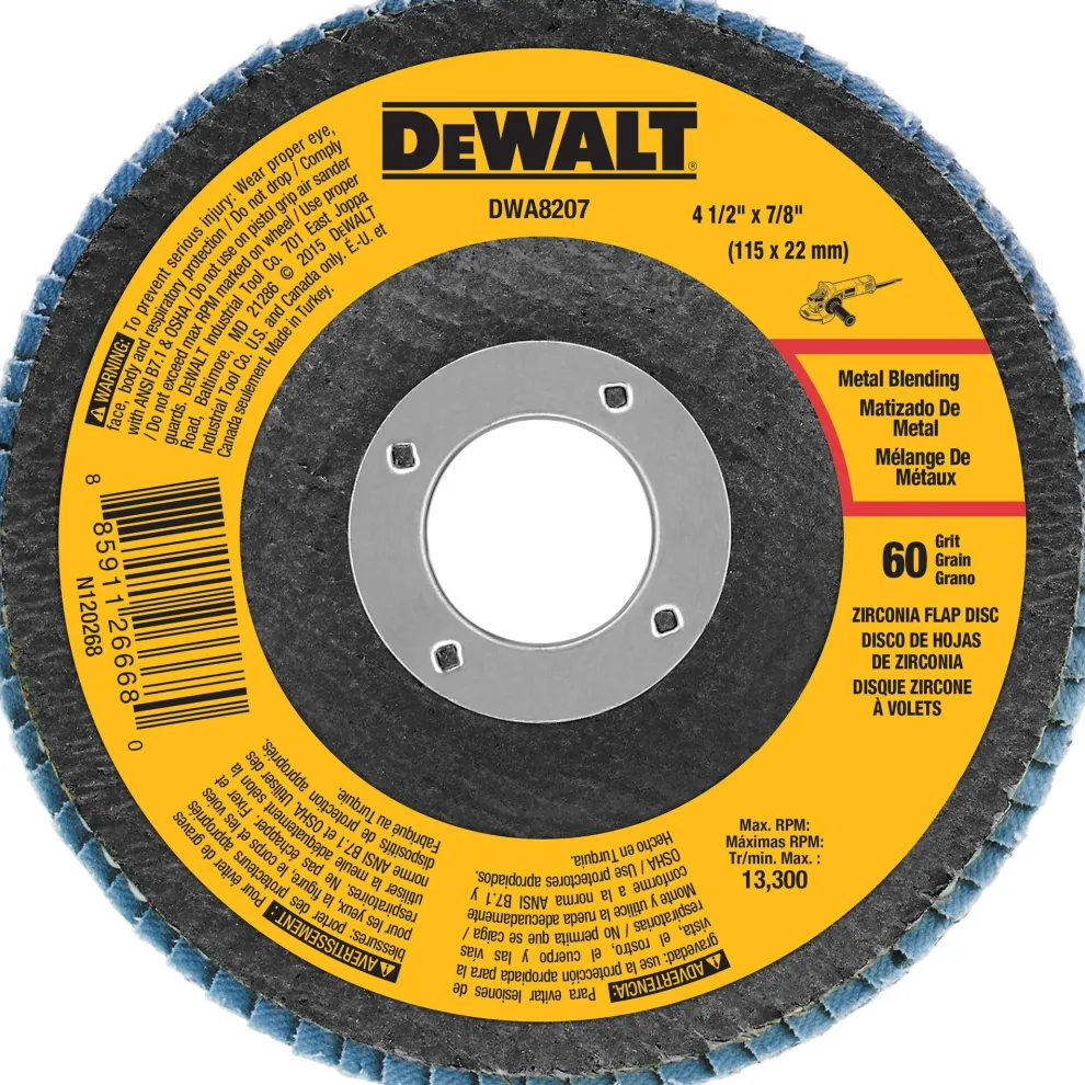 DeWalt 4-1/2" X 7/8" Flap Disc Zirconia T29 60 Grit DWA8207