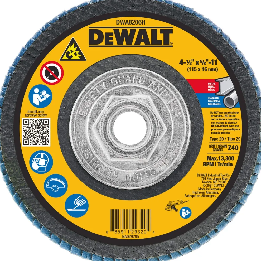 DeWalt 4-1/2" X 5/8-11" Flap Disc Zirconia T29 80 Grit DWA8208H