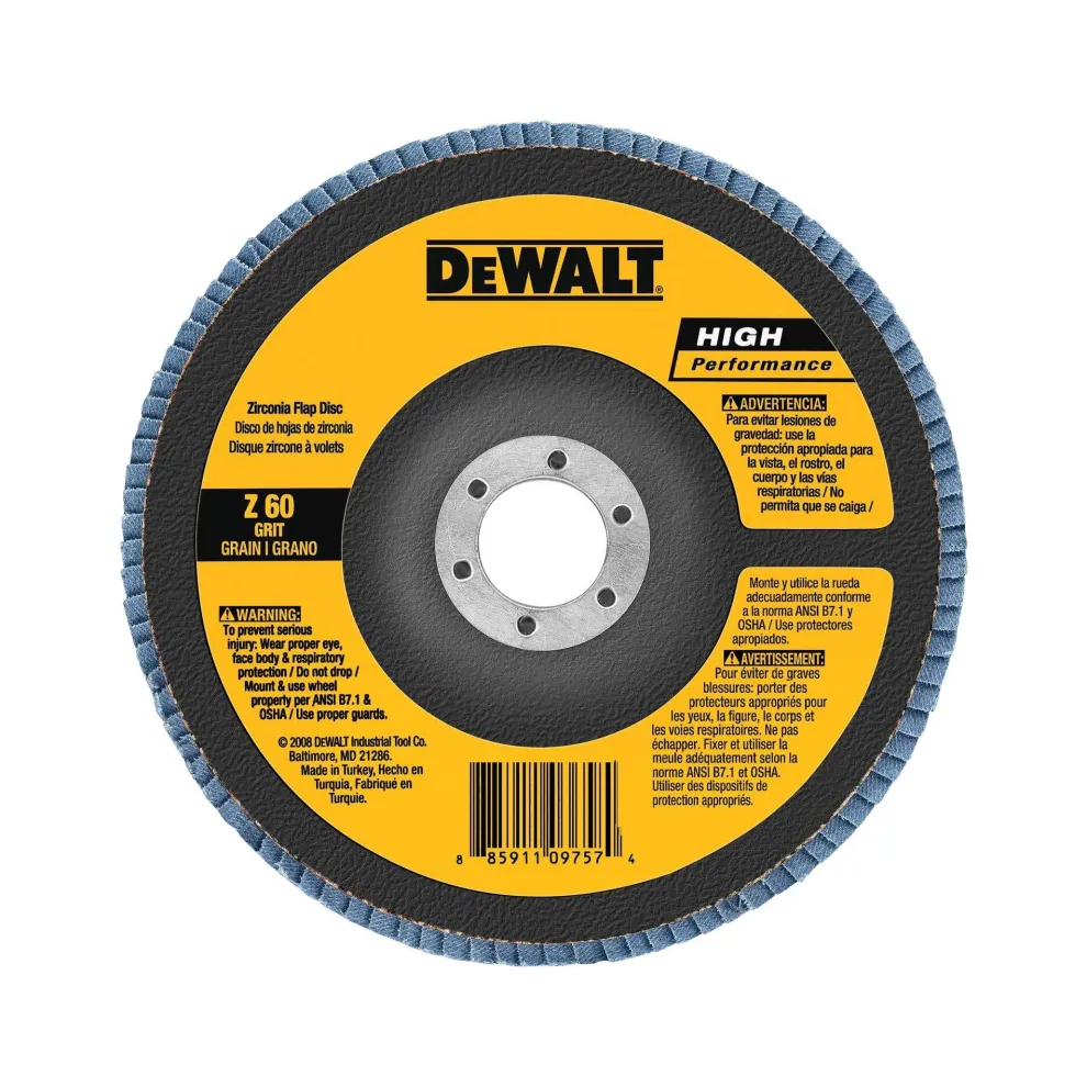 DeWalt 4-1/2" x 7/8" Flap Disc Zirconia 60 Grit Type 27 DW8352