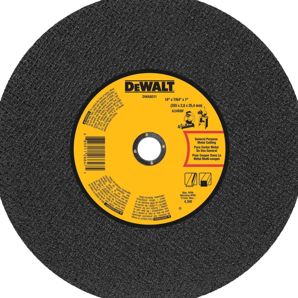 DeWalt 14" x 7/64" x 1" Cut-Off / Chop Saw Wheel General Purpose Metal Cutting DWA8011