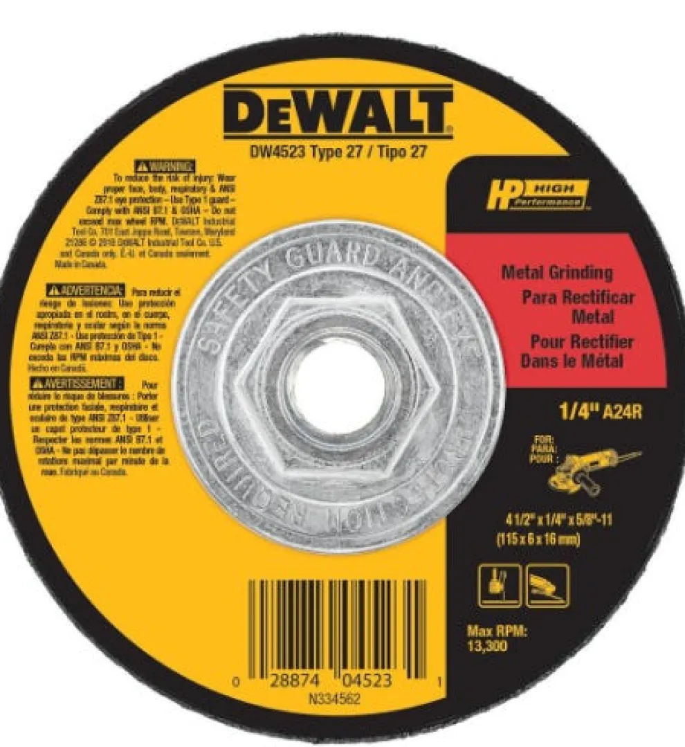DeWalt 4-1/2" X 1/4" X 5/8"-11 Grinding Wheel General Purpose Metal DW4523
