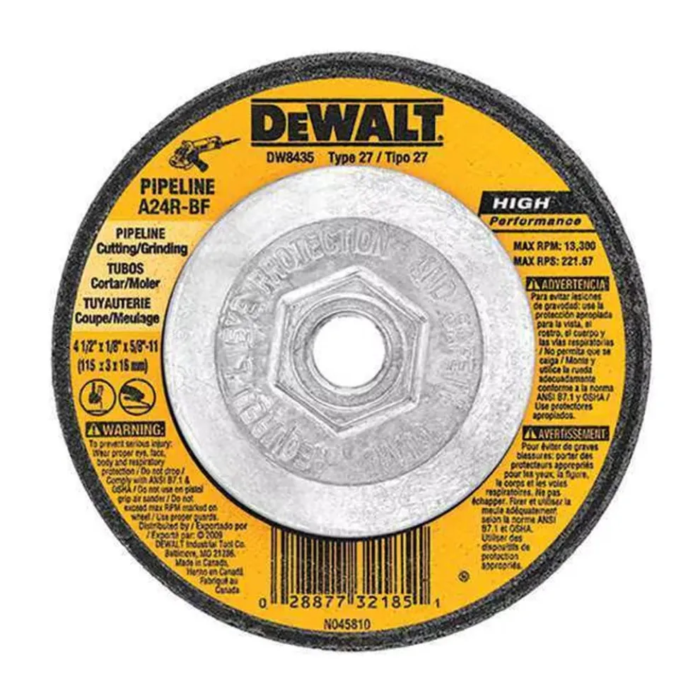 DeWalt 4-1/2" x 1/8" x 5/8"-11 Grinding & Cutting Wheel Pipeliner DW8435