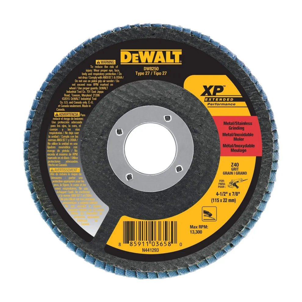 DeWalt XP 4-1/2" x 7/8" Flap Disc High-Density Ceramic 40 Grit DW8250