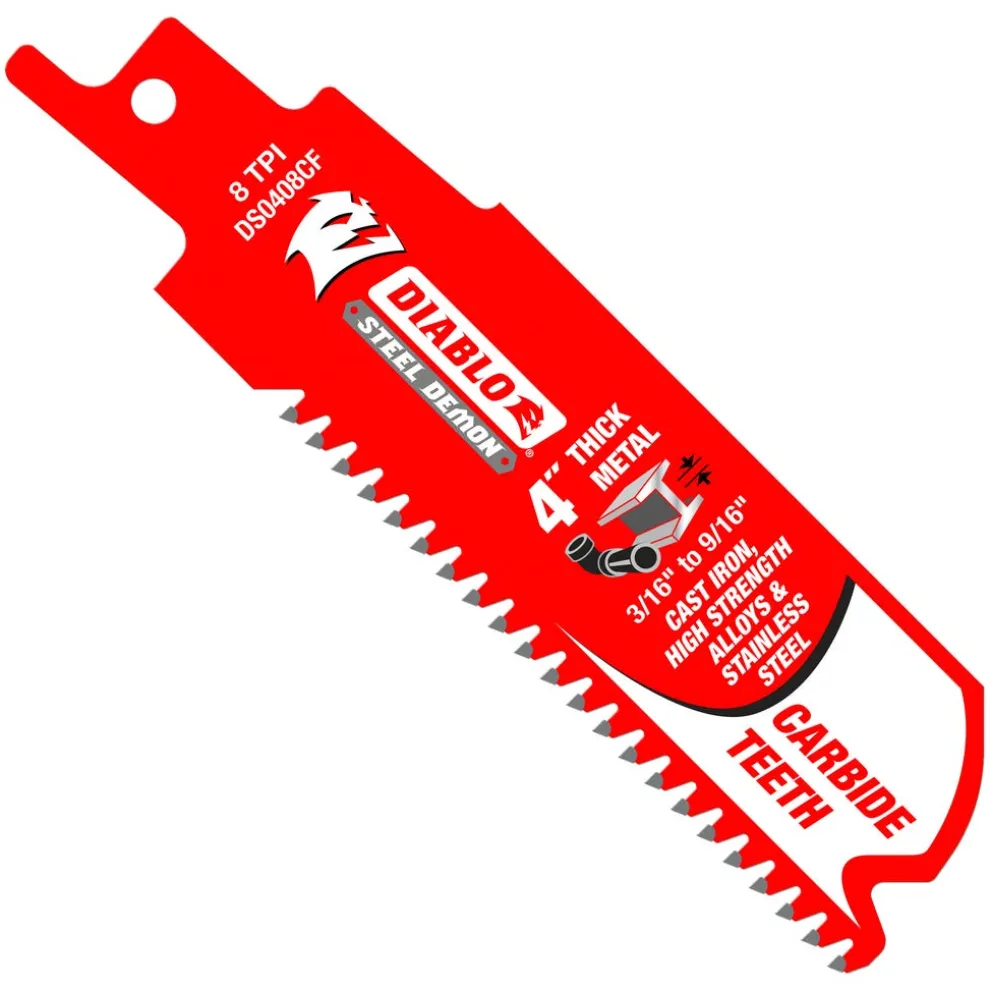 Diablo 4 in. Steel Demon Carbide Recip Blades for Thick Metal (3/16 in. - 9/16 in.) Cutting DS0408CF