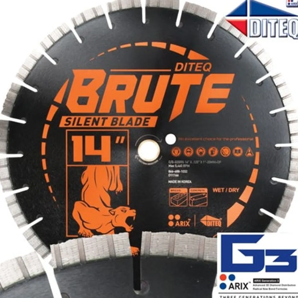 Diteq 14" X .125" C/S-32BR Arix Brute Silent Wet/Dry Saw Blade D11166