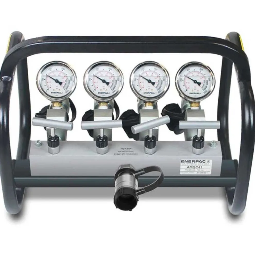 Enerpac Split Flow Hydraulic Manifold with Gauges and Frame, For Single-Acting Cylinders AMGC41