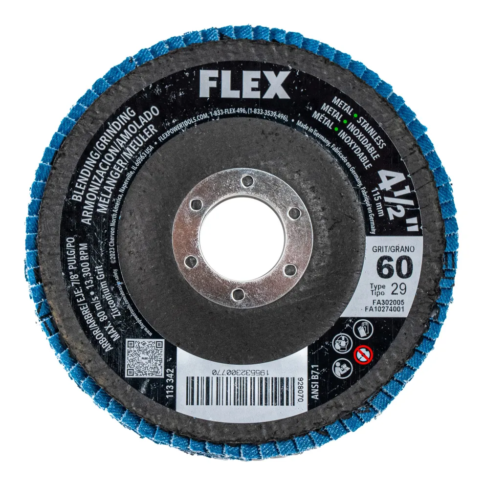 FLEX 4-1/2" Blending/Grinding 60 Grit Flap Disc FA302005