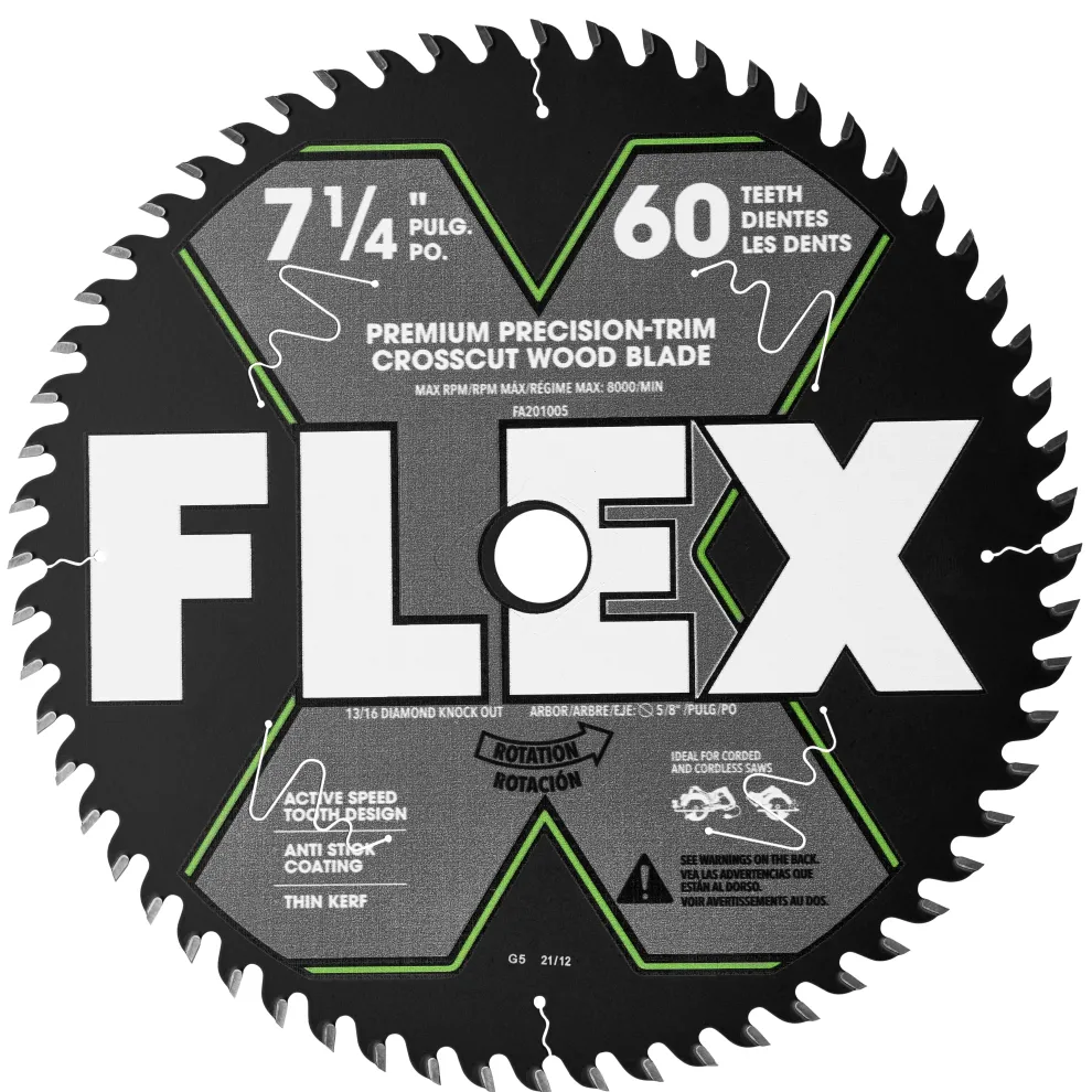 FLEX 7-1/4" 60T Premium Precision-Trim/Crosscut Wood Blade FA201005-10B