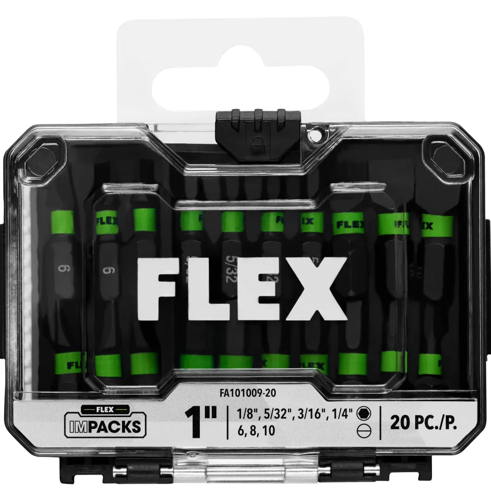 FLEX Impacks 1" Mixed Allen & Slotted Impact Driver Bit 20Pc. FA101009-20