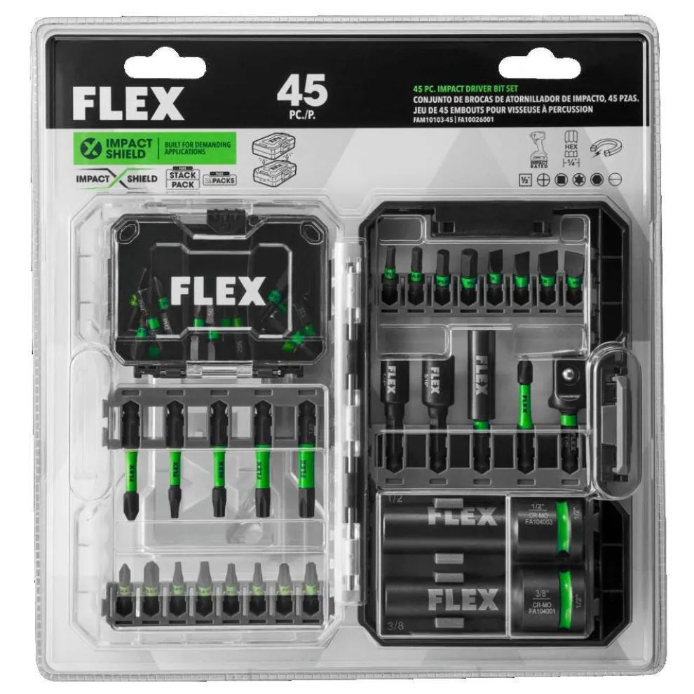 Flex Impacks 45-Piece Impact Driver Bit Set FAM10103-45