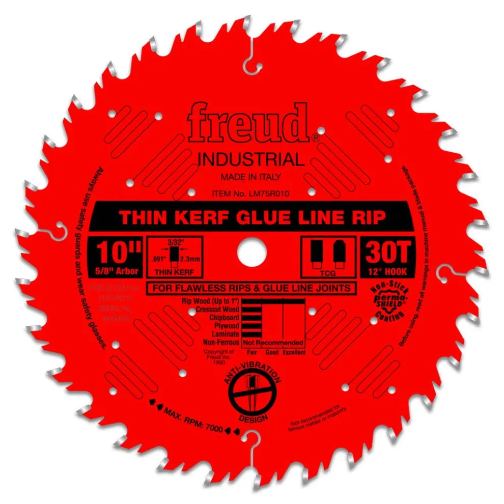 Freud Diablo 10" 30 Tooth Industrial Thin Kerf Glue Line Ripping Blade LM75R010