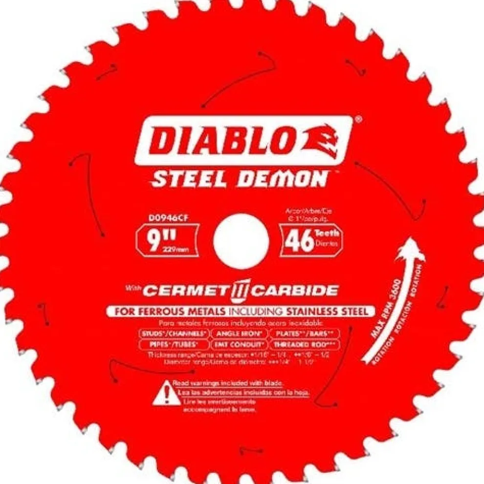 Freud Diablo 9" 46 Tooth Steel Demon Cermet 2 Carbide Metal Cutting Saw Blade D0946CF