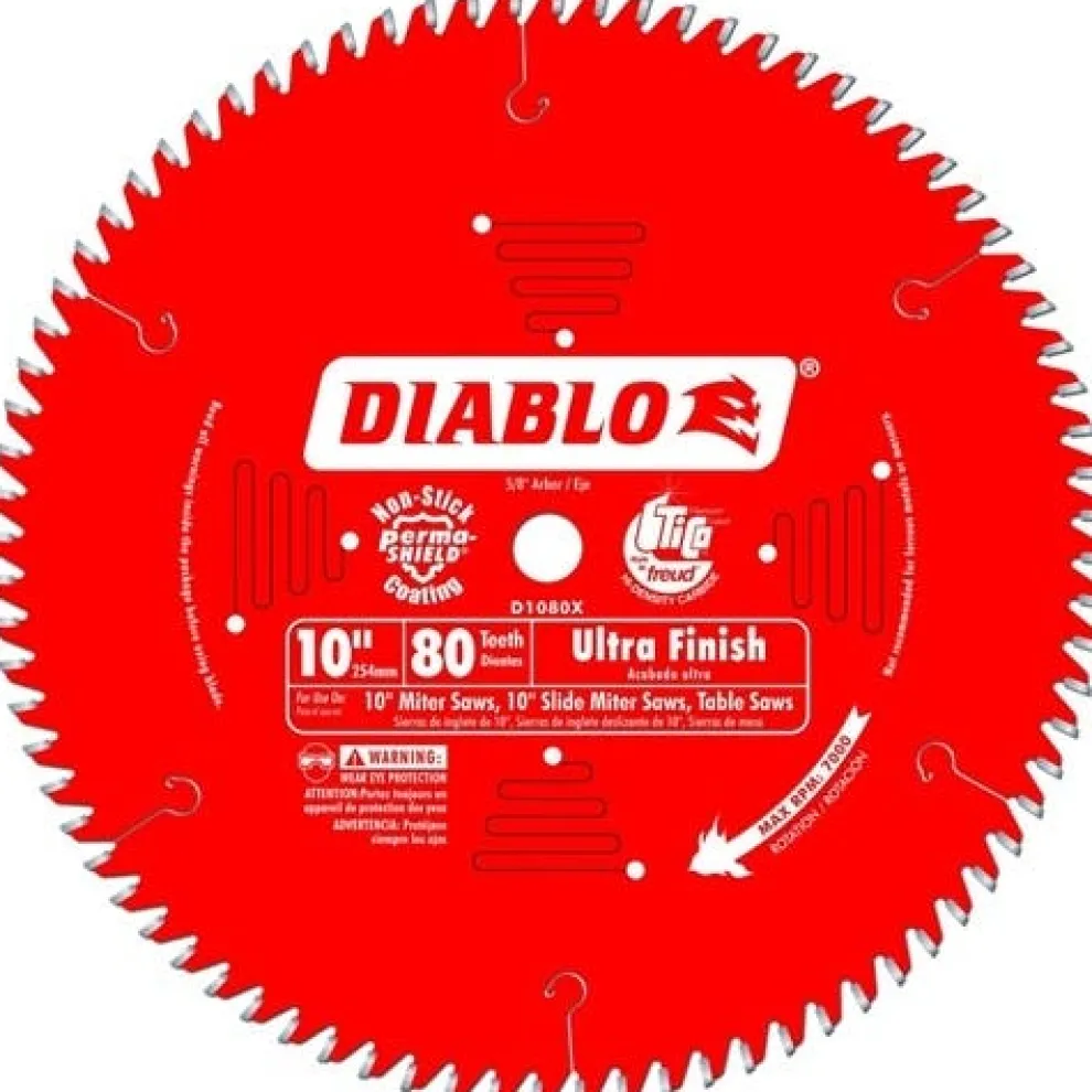 Freud Diablo 10" 80 Tooth Carbide Circular Saw Blade D1080X