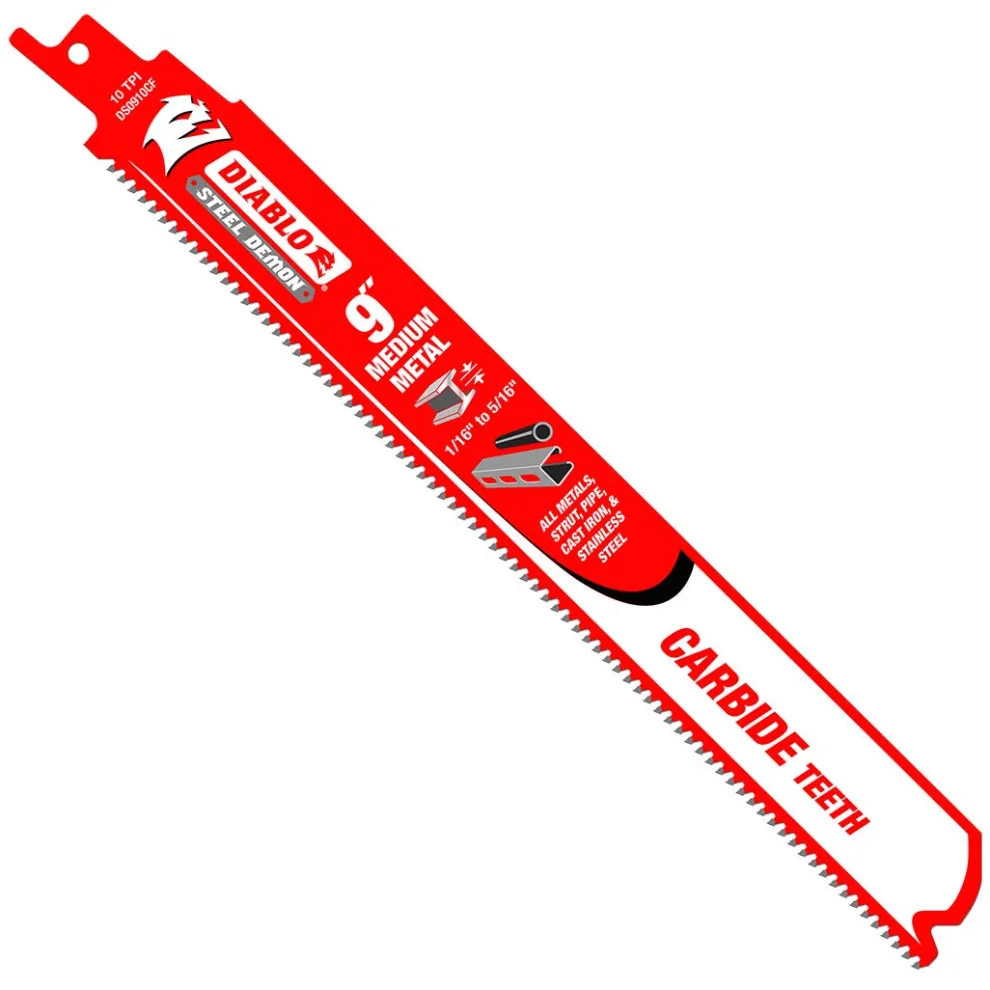 Freud Diablo 9 in. Steel Demon Carbide Recip Blades for Medium Metal (1/16 in. - 5/16 in.) Cutting (3-Pack) DS0910CF3