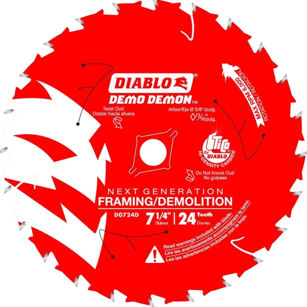 Freud Diablo 7-1/4" 24-Teeth Demo Demon Circular Saw Blade D0724DA