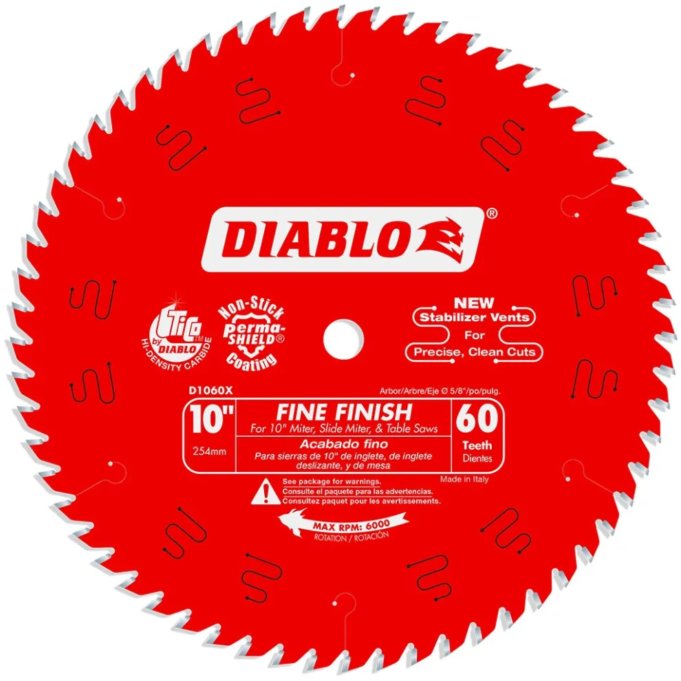 Freud Diablo 10" 60-Tooth Wood Fine Finish Circular Saw Blade D1060X