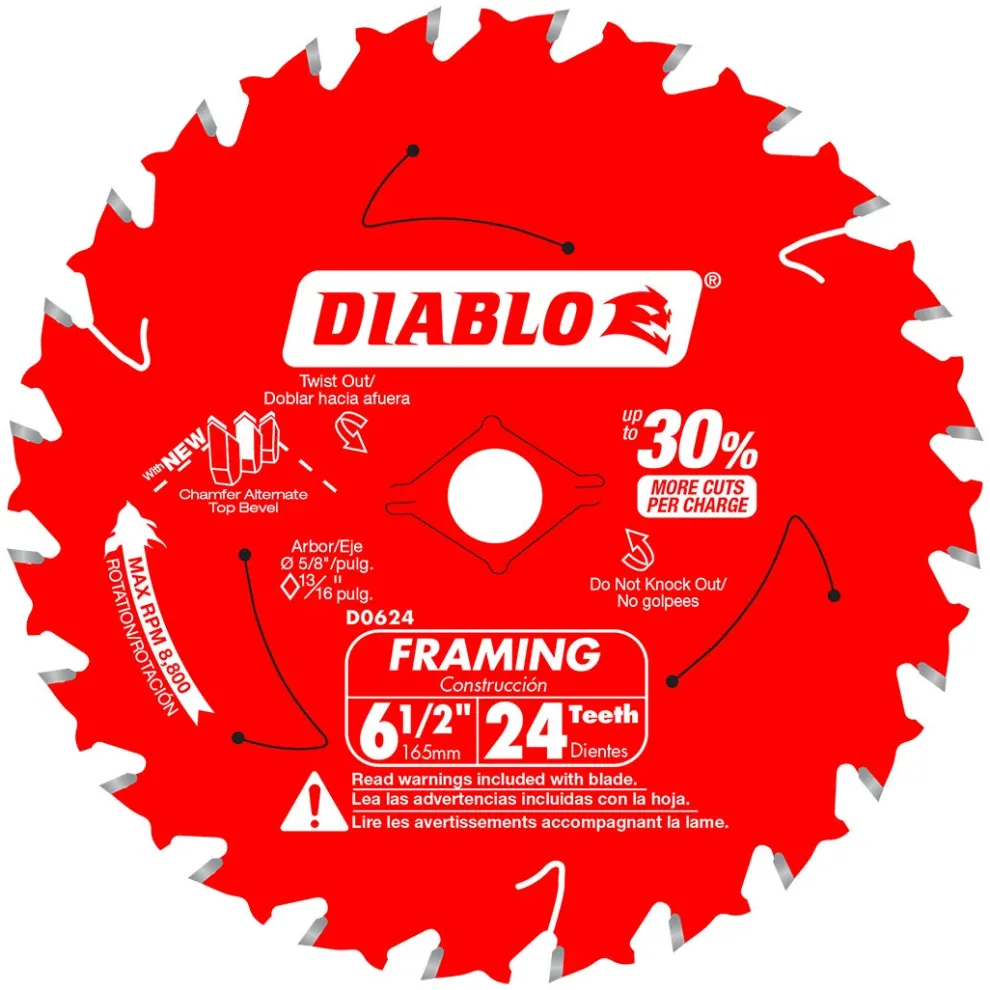 Freud Diablo 6-1/2" 24-Tooth Wood Framing Saw Blade D0624A