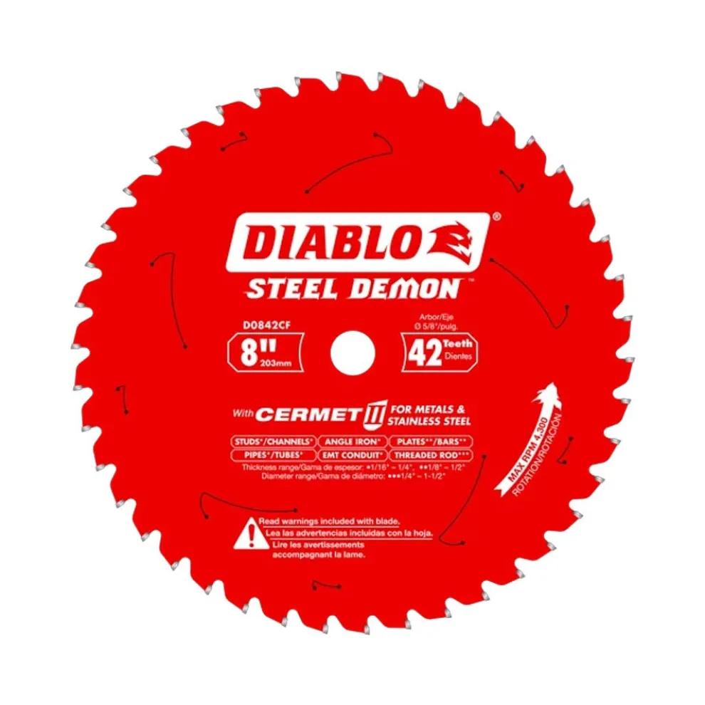 Freud Diablo 8" 42-Tooth Steel Demon Metals & Stainless Steel Cutting Circular Saw Blades Cermet II D0842CF