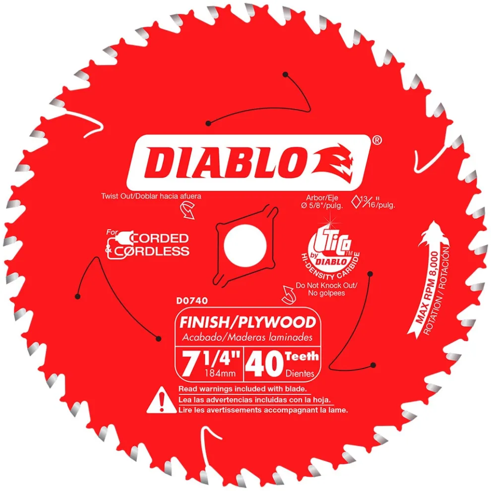 Freud Diablo 7-1/4" 40-Tooth Wood Finish Circular Saw Blade D0740A