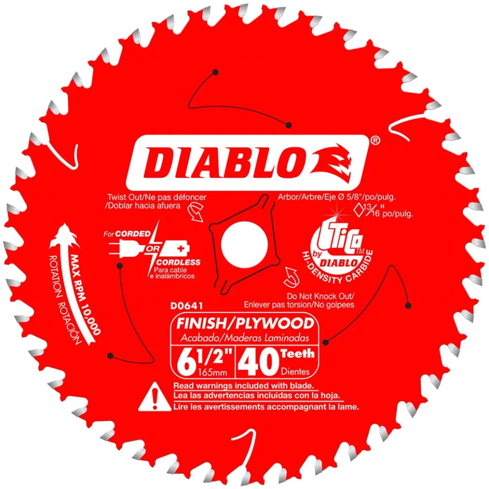 Freud Diablo 6-1/2" 40-Tooth Wood Finish Trim Saw Blade D0641A