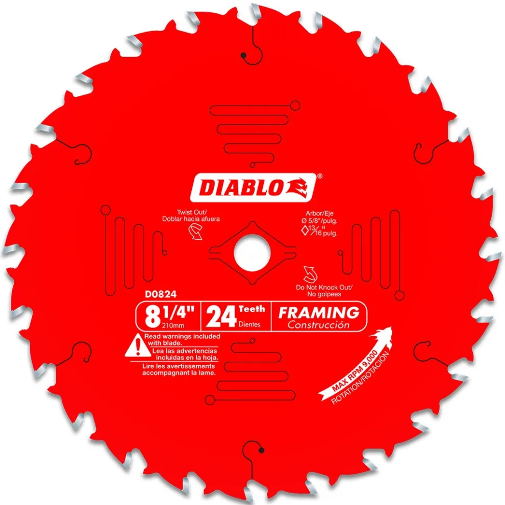 Freud Diablo 8-1/4" 24-Tooth Wood Framing Circular Saw Blade D0824X