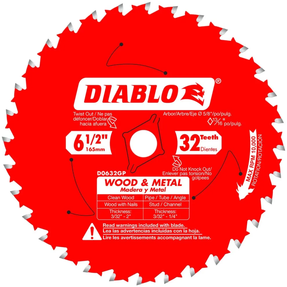 Freud Diablo 6-1/2" 32-Tooth Wood & Metal Cutting Saw Blade D0632GPA