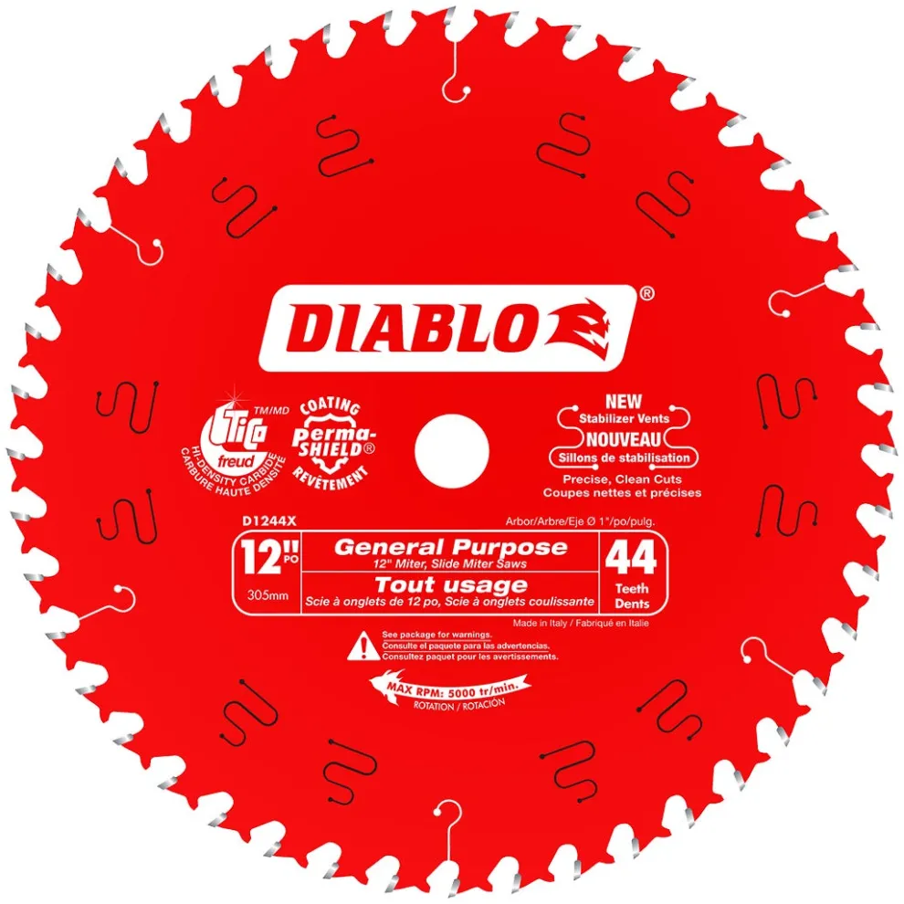 Freud Diablo 12" 44-Tooth Wood General Purpose Circular Saw Blade D1244X