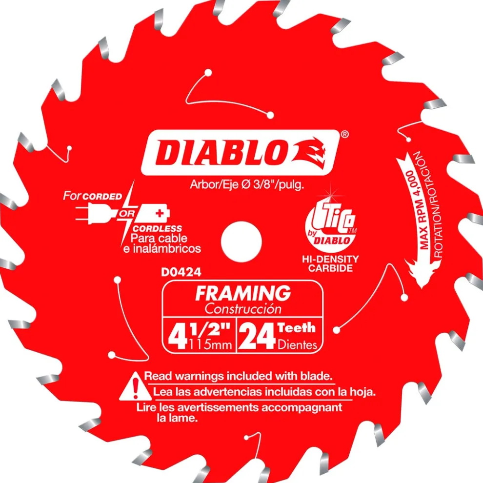 Freud Diablo 4-1/2" x 24 Tooth Framing Trim Saw Blade D0424X