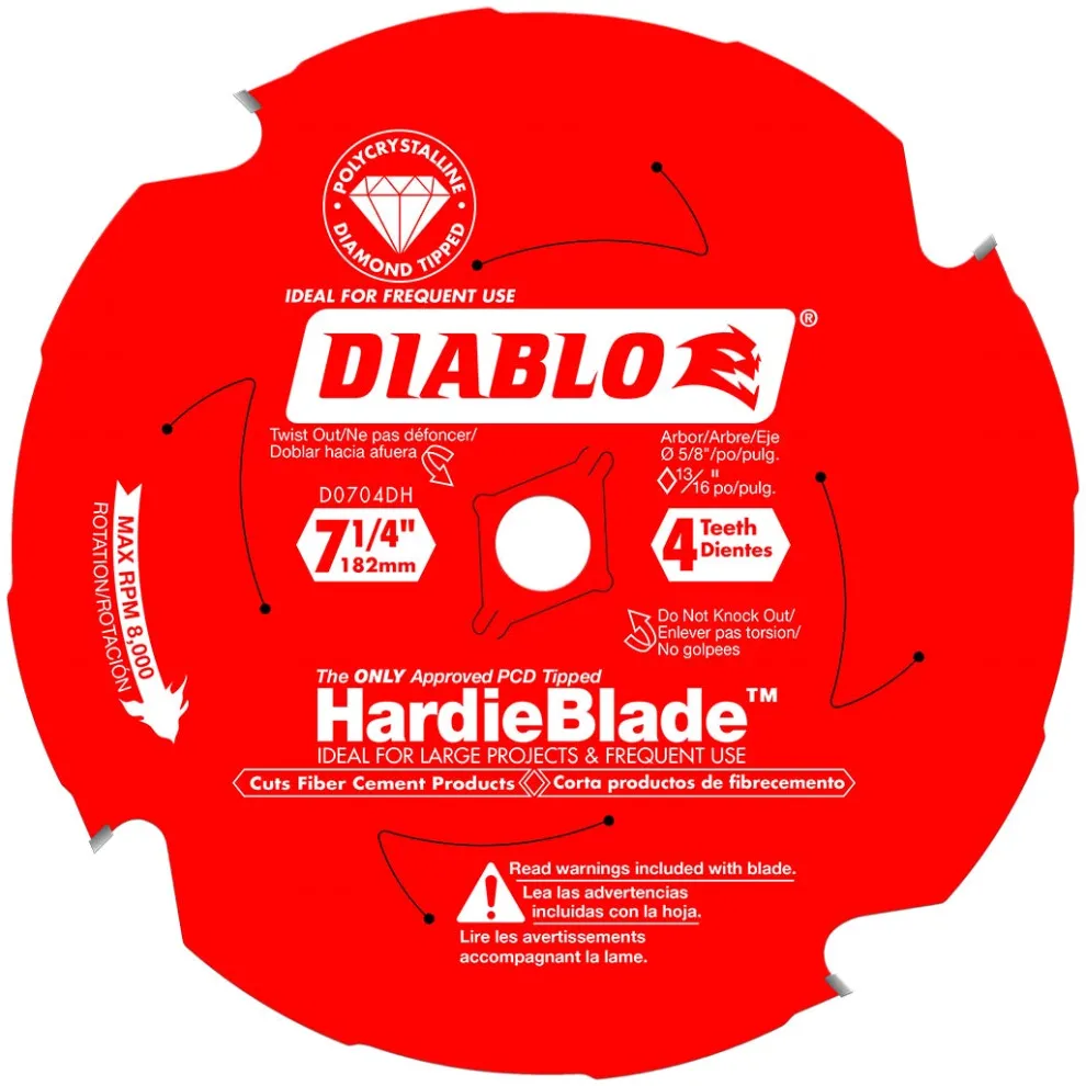 Freud Diablo 7-1/4" x 4 Tooth (PCD) Fiber Cement HardieBlade D0704DHA