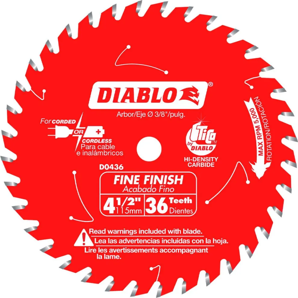 Freud Diablo 4-1/2" x 36 Tooth Cordless Trim Saw Blade D0436X