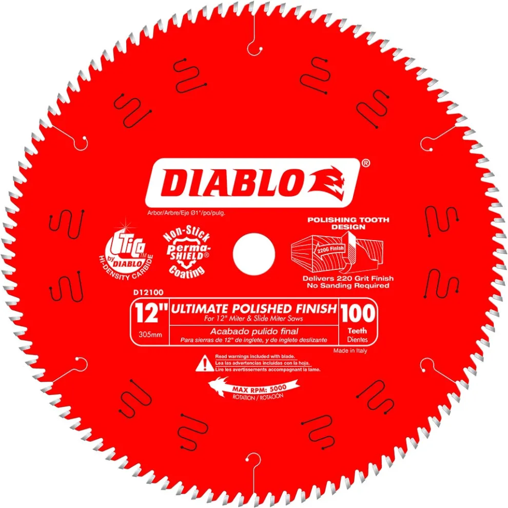 Freud Diablo 12" x 100 Tooth Ultimate Polished Finish Saw Blade D12100X