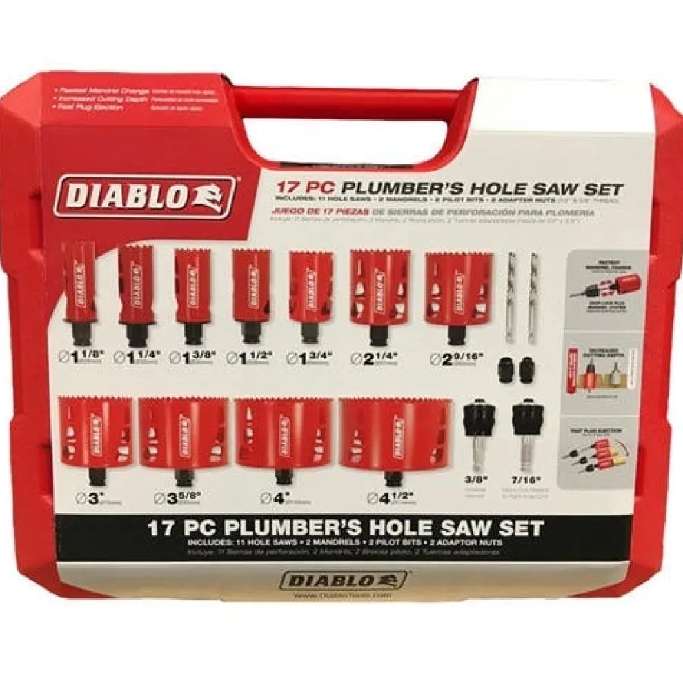 Freud Diablo 17pc Bi-Metal Hole Saw Plumbing Set DHS17SPL