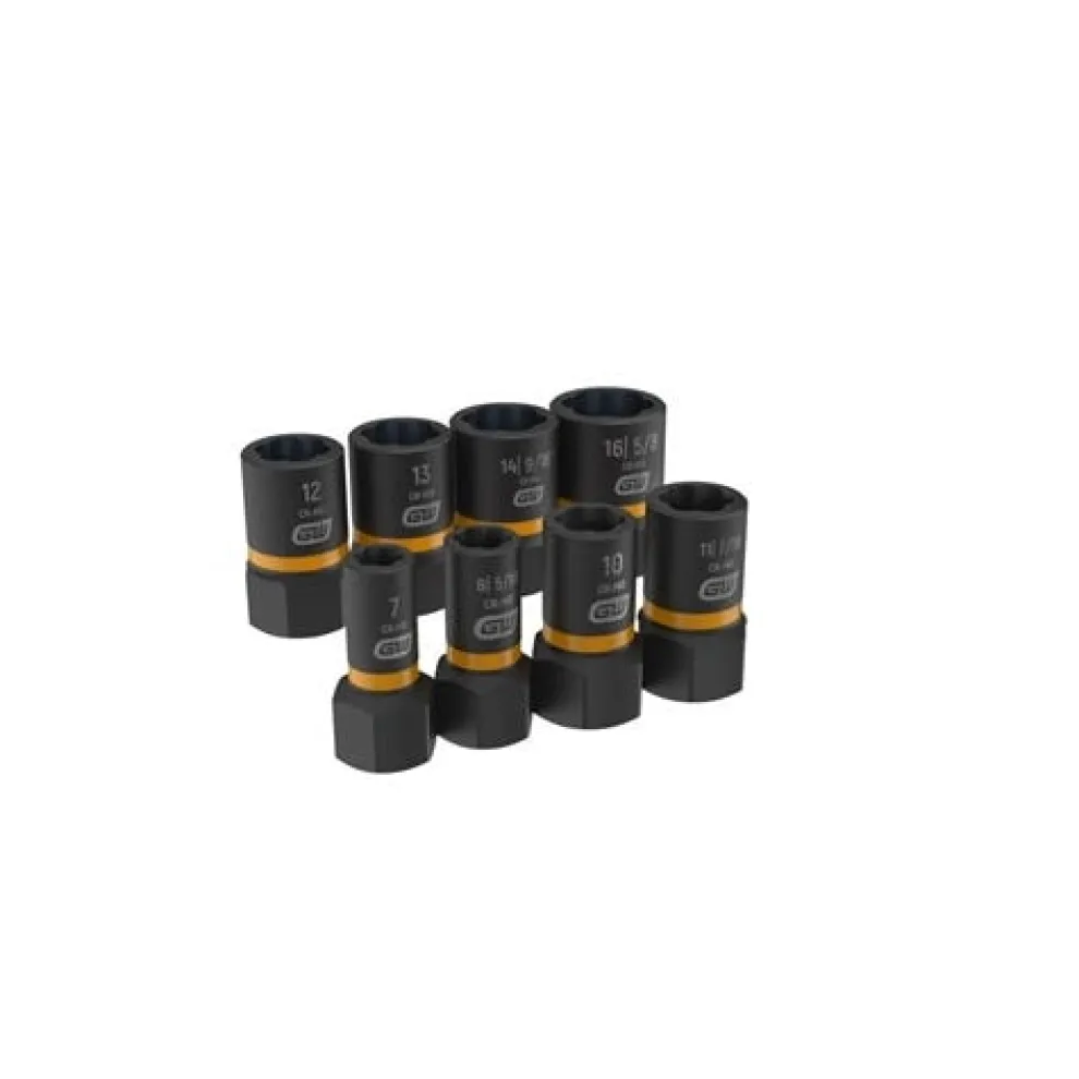 GearWrench 8 Piece 1/4" & 3/8" Bolt Biter Impact Extraction Socket Set 84782