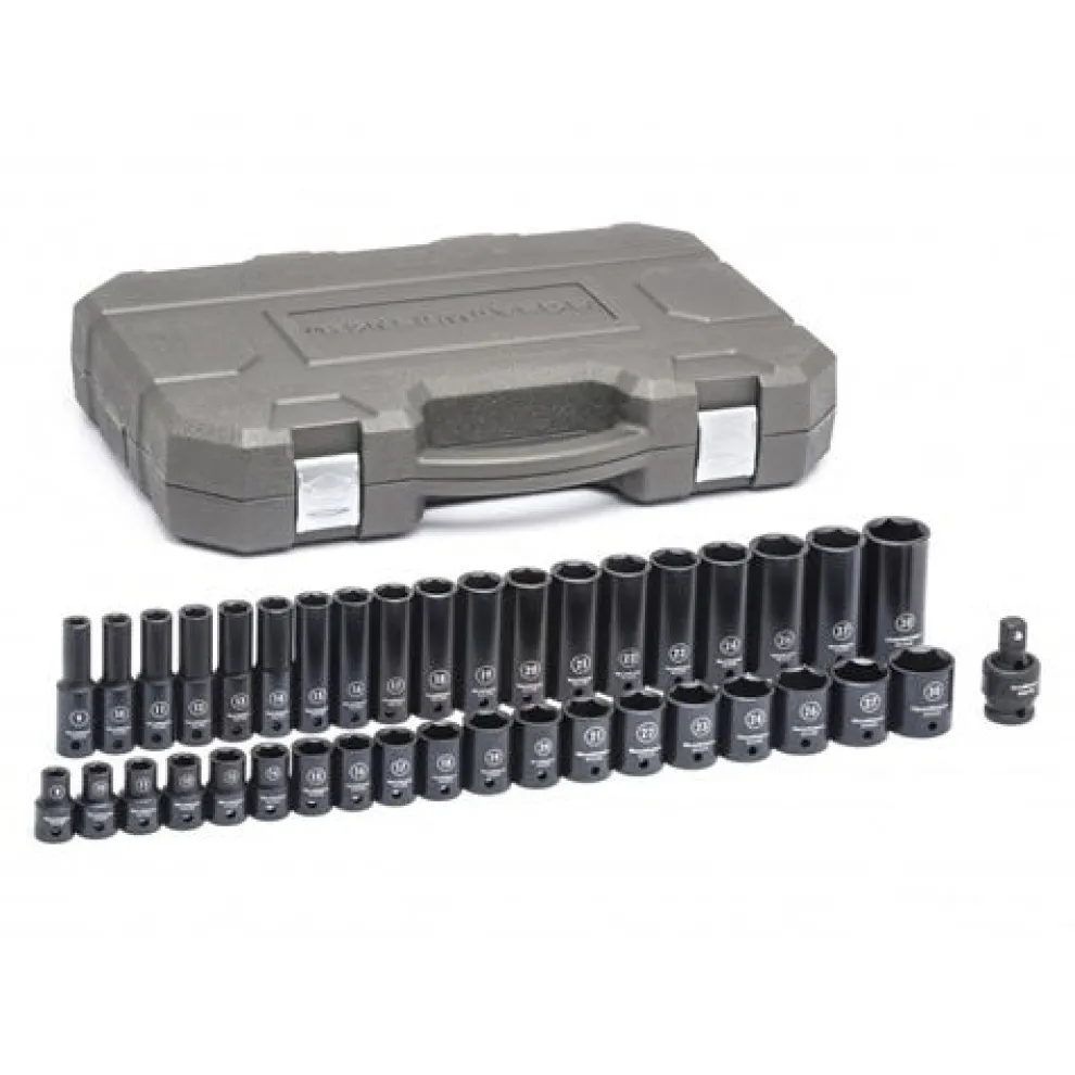 Gearwrench 39 Piece 1/2" Metric Standard & Deep Impact Socket Set 84948N
