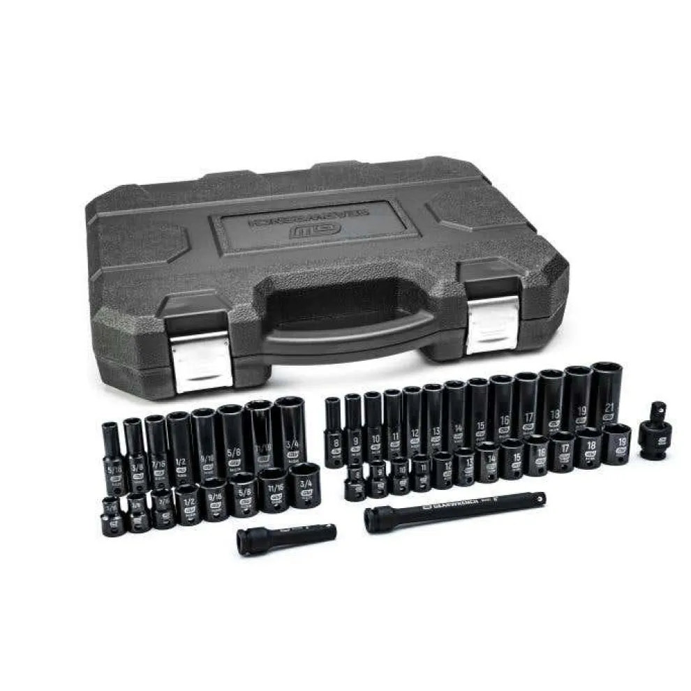 Gearwrench 44 Piece 3/8" Drive 6 Point Standard & Deep Impact SAE/Metric Socket Set 84916N