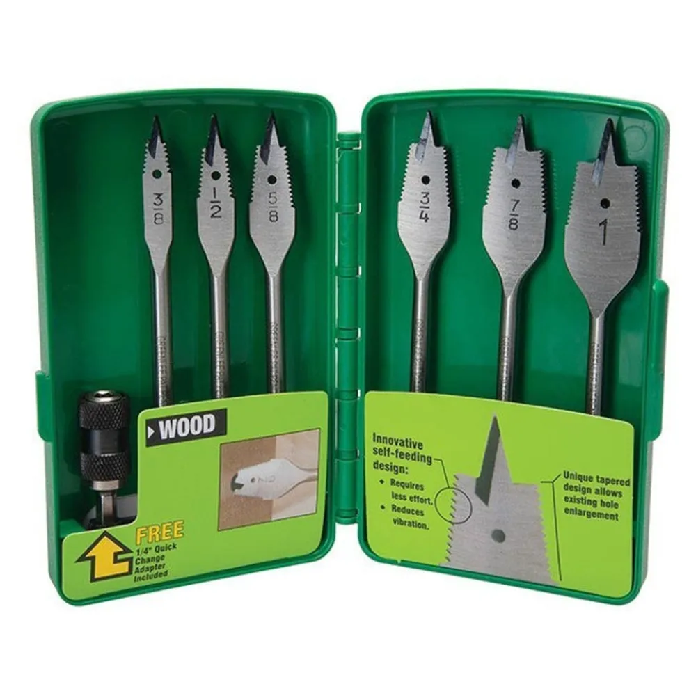 Greenlee 6-Piece Self-Feeding Spade Bit Set, 3/8" - 1" 34AR-6