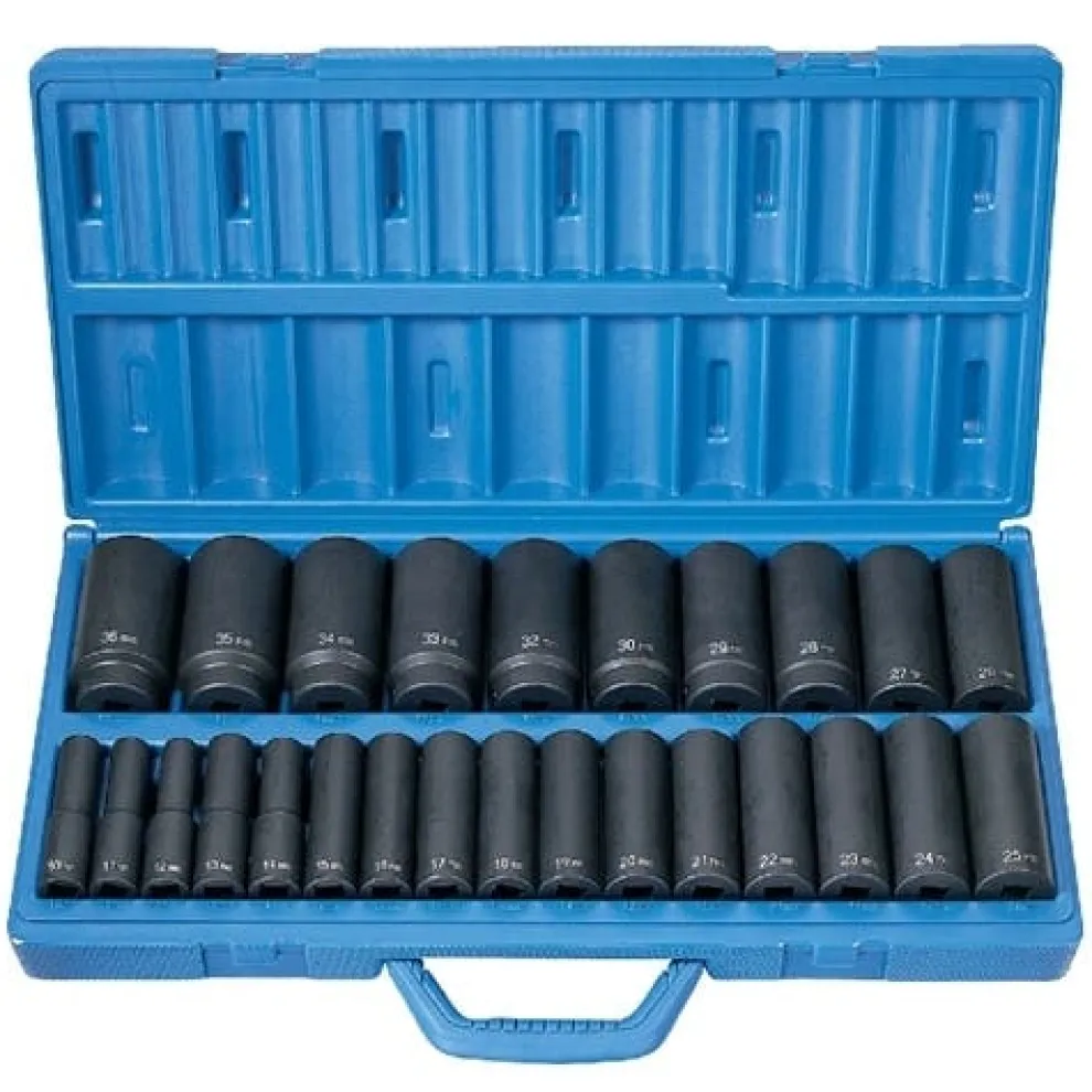 Grey Pneumatic 26 Piece 1/2'" Drive Deep Length Impact Set (Metric) 1326MD