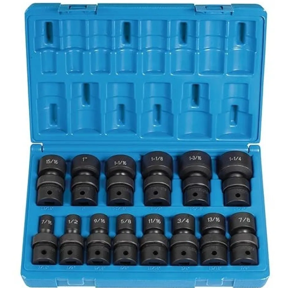 Grey Pneumatic 14 Piece 1/2" Drive Standard Length Fract. Univ. Set 1314U