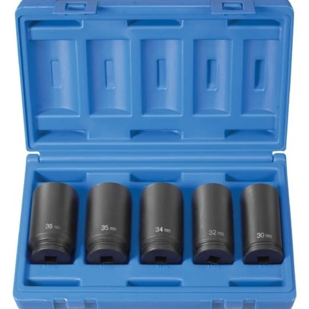 Grey Pneumatic 5 Piece 1/2" Drive Axle Nut Impact Socket Set (Metric) 1705SN