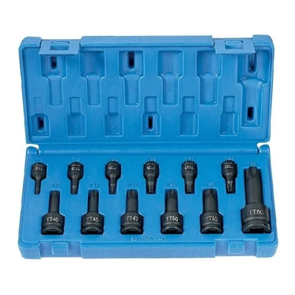 Grey Pneumatic 12 Piece 1/4" & 3/8" & 1/2" Drive Tamper Proof Impact Socket Set 1235TT