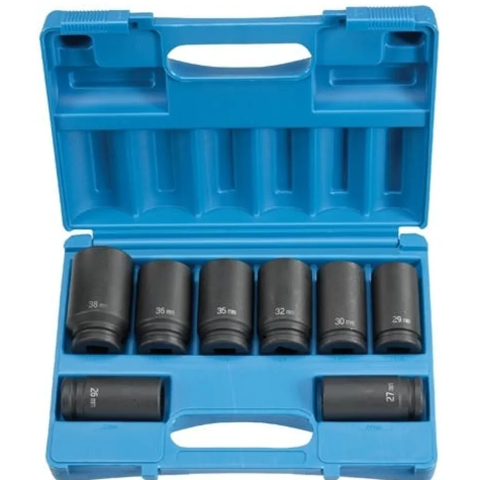 Grey Pneumatic 8 Piece 3/4" Drive 6-Point Deep Length Impact Socket Set (Metric) 8134MD