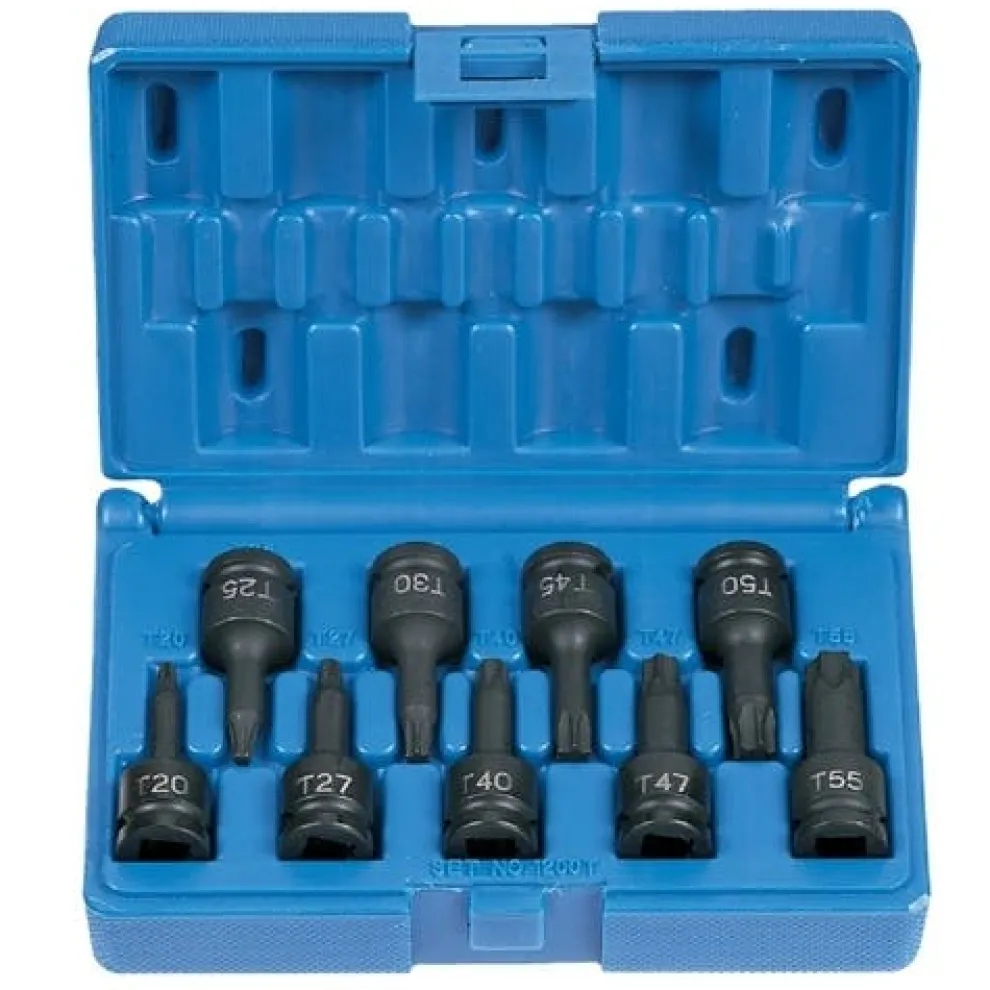 Grey Pneumatic 9 Piece 3/8" Drive Star Standard Length Impact Socket Set 1200T