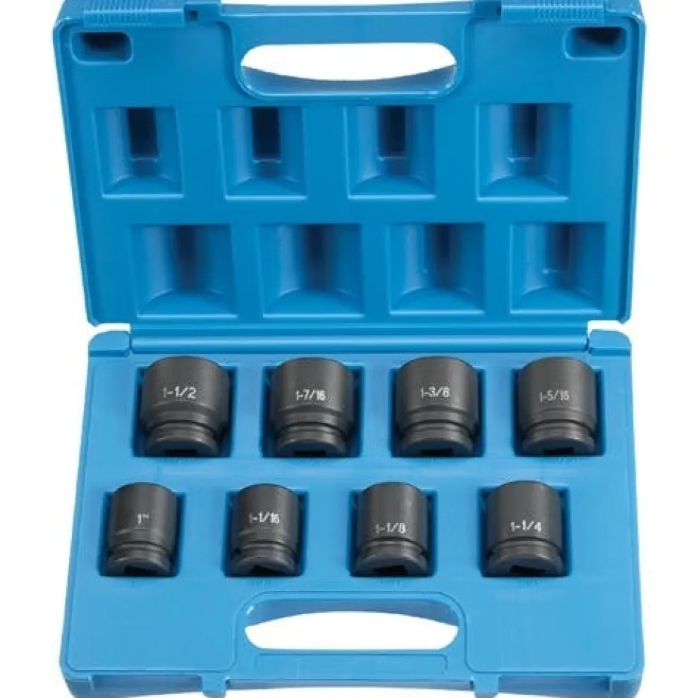 Grey Pneumatic 8 Piece 3/4" Drive 6-Point Standard Length Impact Socket Set (SAE) 8034