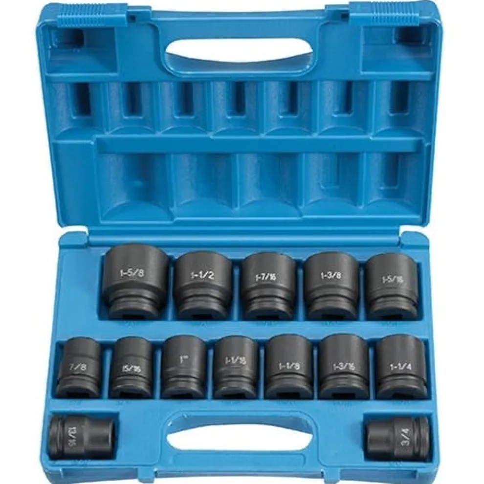 Grey Pneumatic 14 Piece 3/4" Drive Standard Impact Socket Set 8038