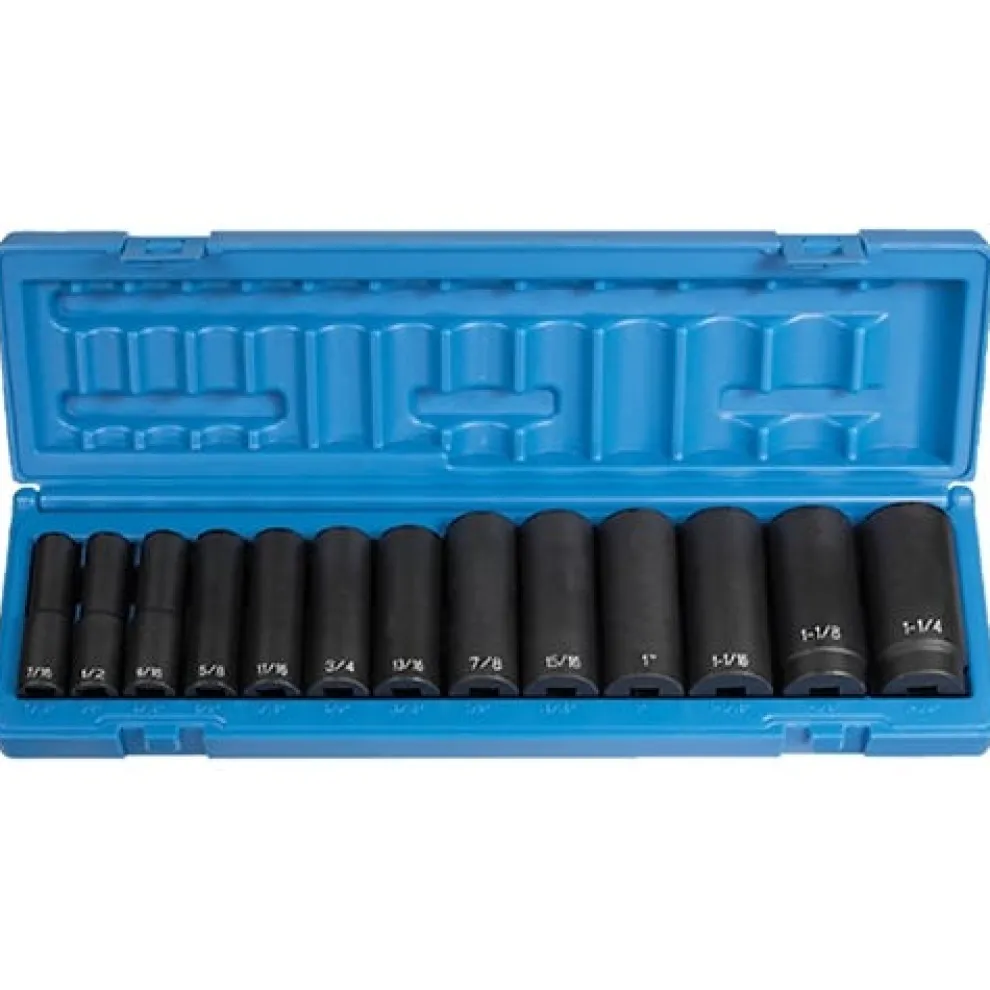 Grey Pneumatic 13 Piece 1/2" Drive Deep Impact Socket Set (SAE) 1312D