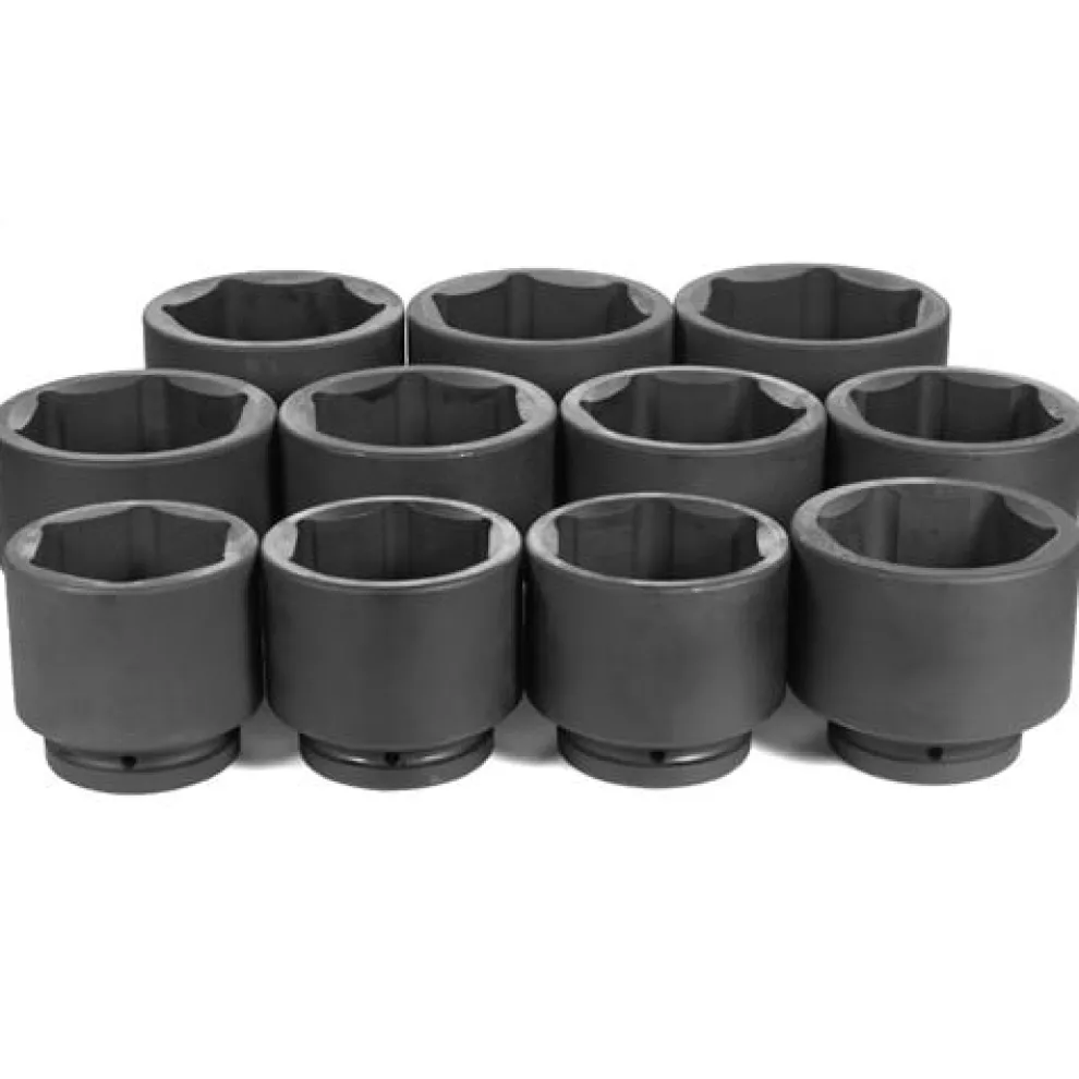 Grey Pneumatic 11 Piece 1" Drive 6-Point Standard Length Impact Socket Set (Metric) 9011M