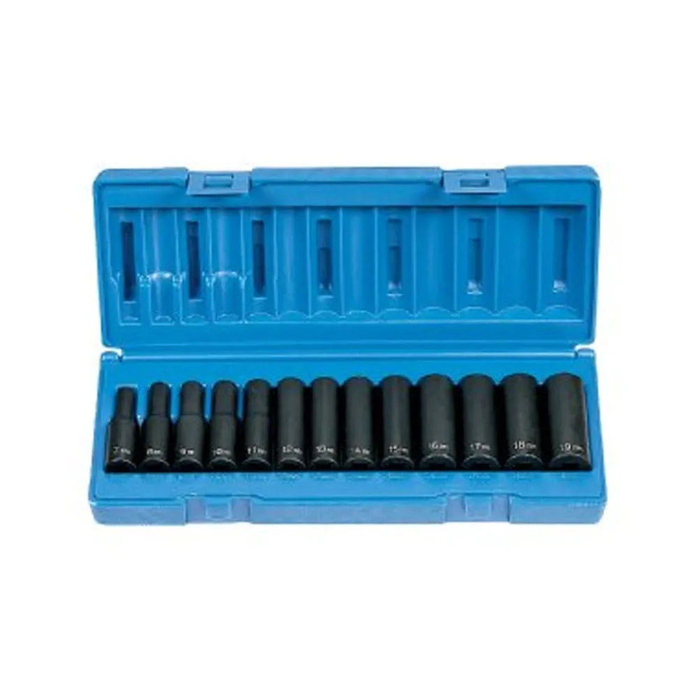 Grey Pneumatic Sockets 3/8" Drive Deep Length Impact Set 1213MD